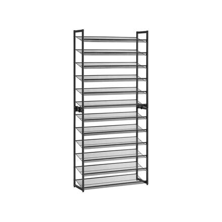 Stohovateľný regál na topánky IDA, 12 políc, 92,5x31x223cm, čierna