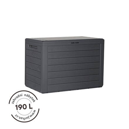Zahradní úložný box WOODEBOX, 190L, 78x44x55cm, antracitová