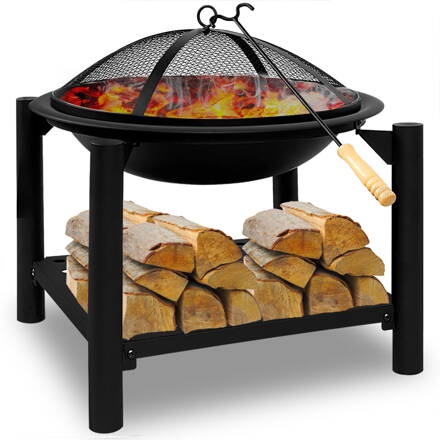 Ohniště s prostorem na dřevo FIRE, Ø55cm, černá